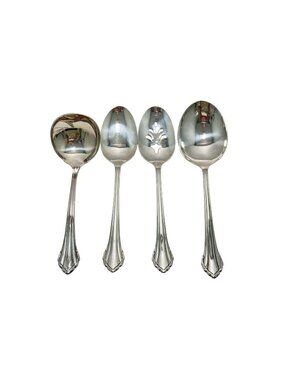 Oneida Community Clarette Serving Piece Set Stainless Flatware 4 Pcs Spoons Ladl